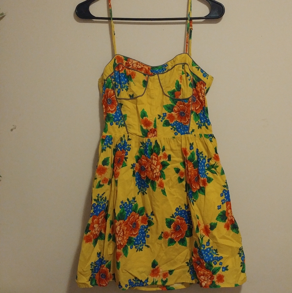 Flying Tomato Yellow Floral Mini Dress - Picture 1 of 3